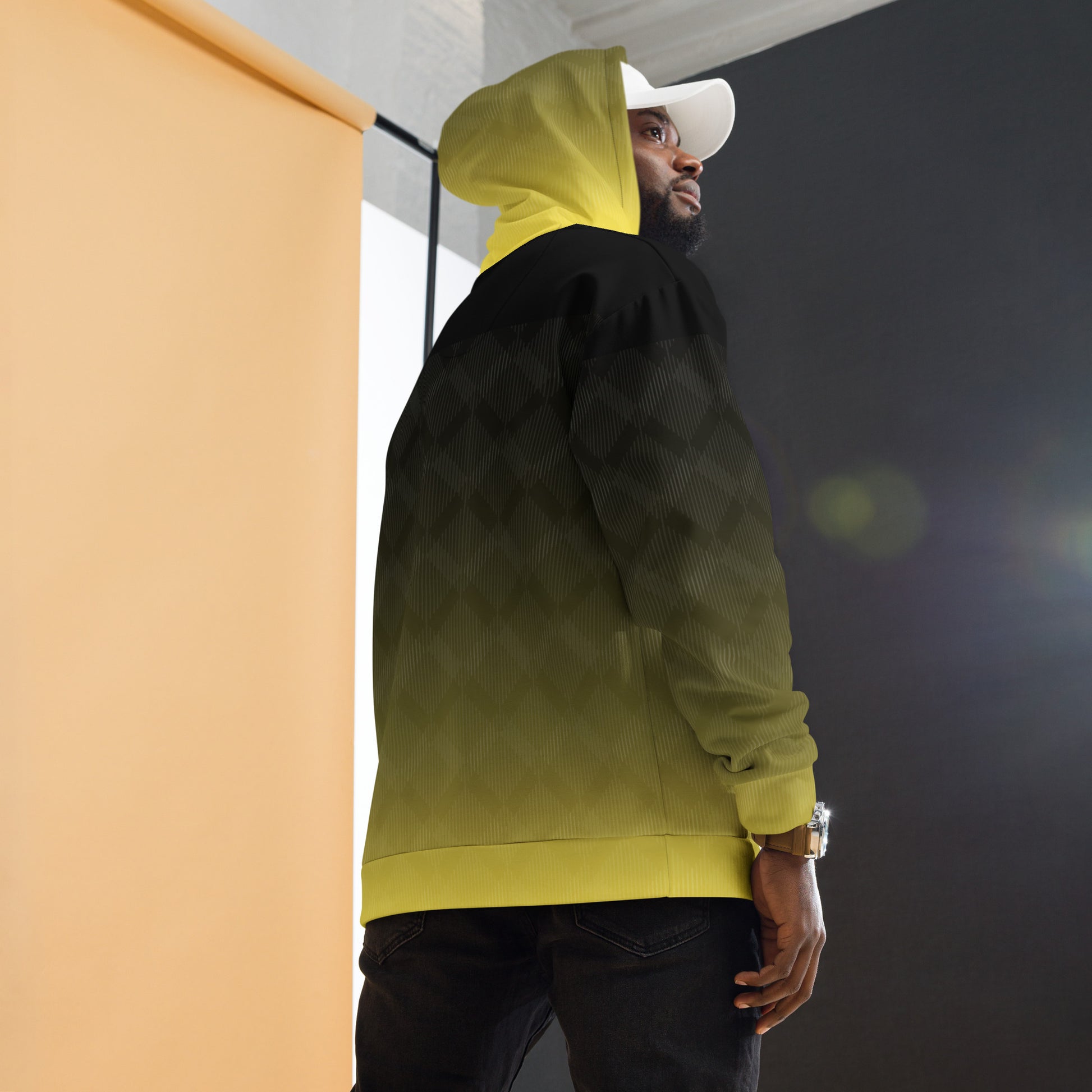 Unisex Hoodie Black & Yellow - Soft Fleece Hoodie - Aura & Apparel