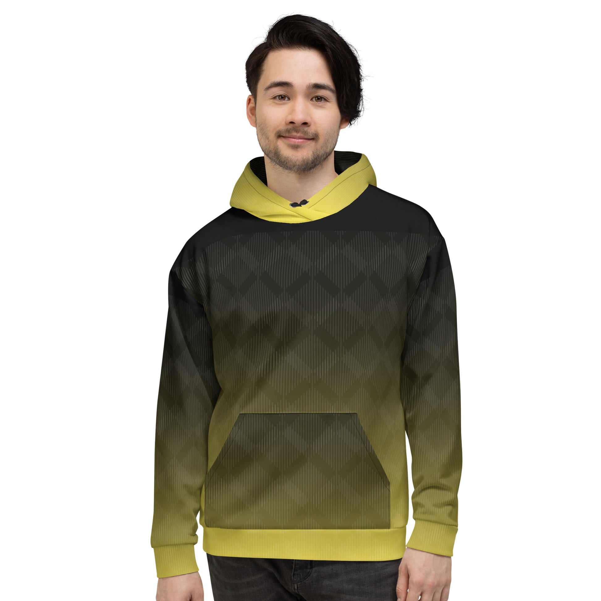 Unisex Hoodie Black & Yellow - Soft Fleece Hoodie - Aura & Apparel