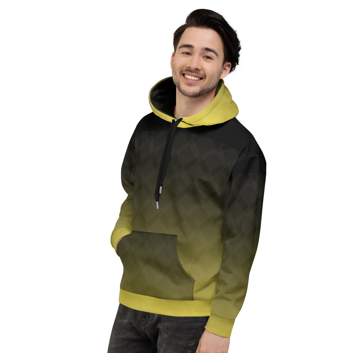 Unisex Hoodie Black & Yellow - Soft Fleece Hoodie - Aura & Apparel