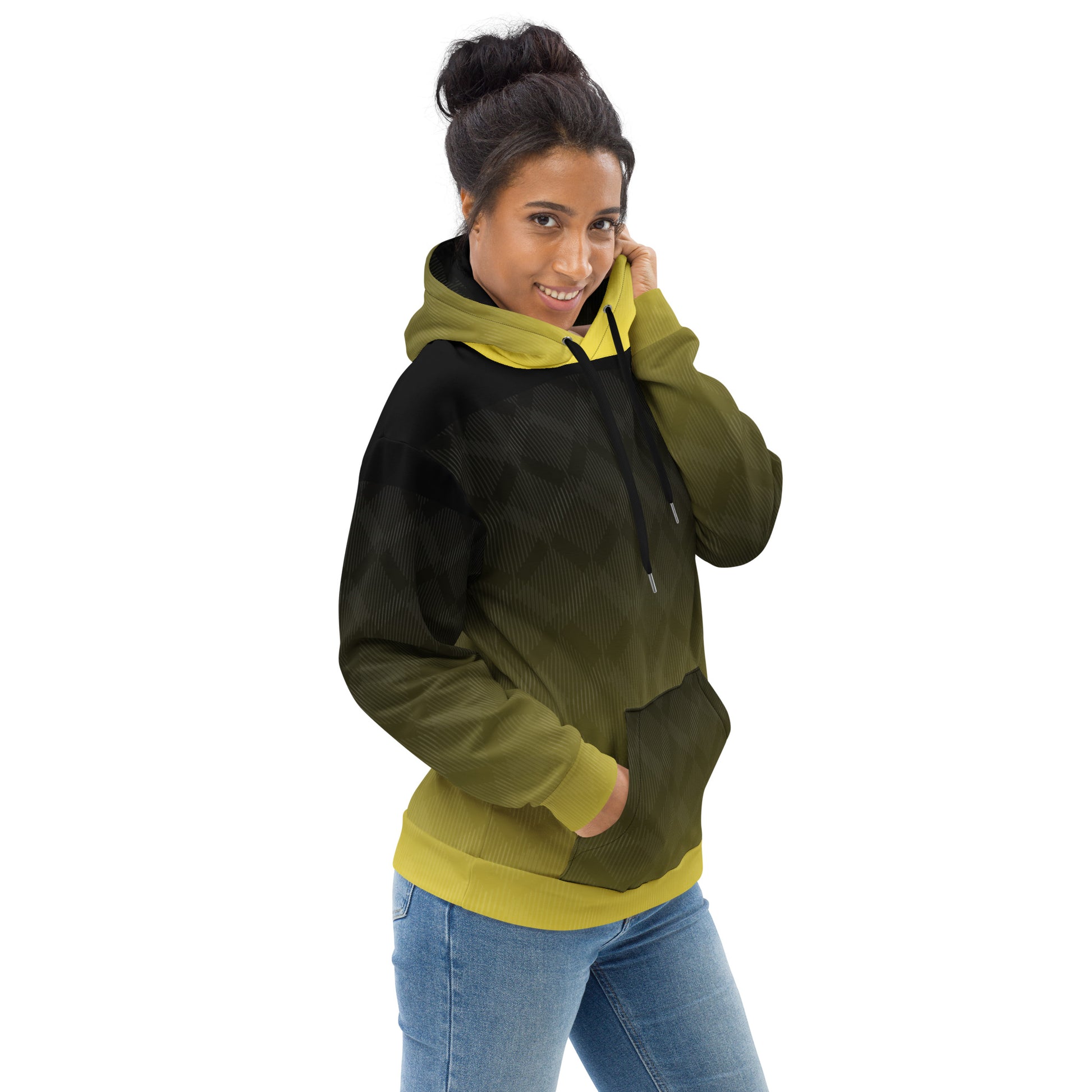 Unisex Hoodie Black & Yellow - Soft Fleece Hoodie - Aura & Apparel