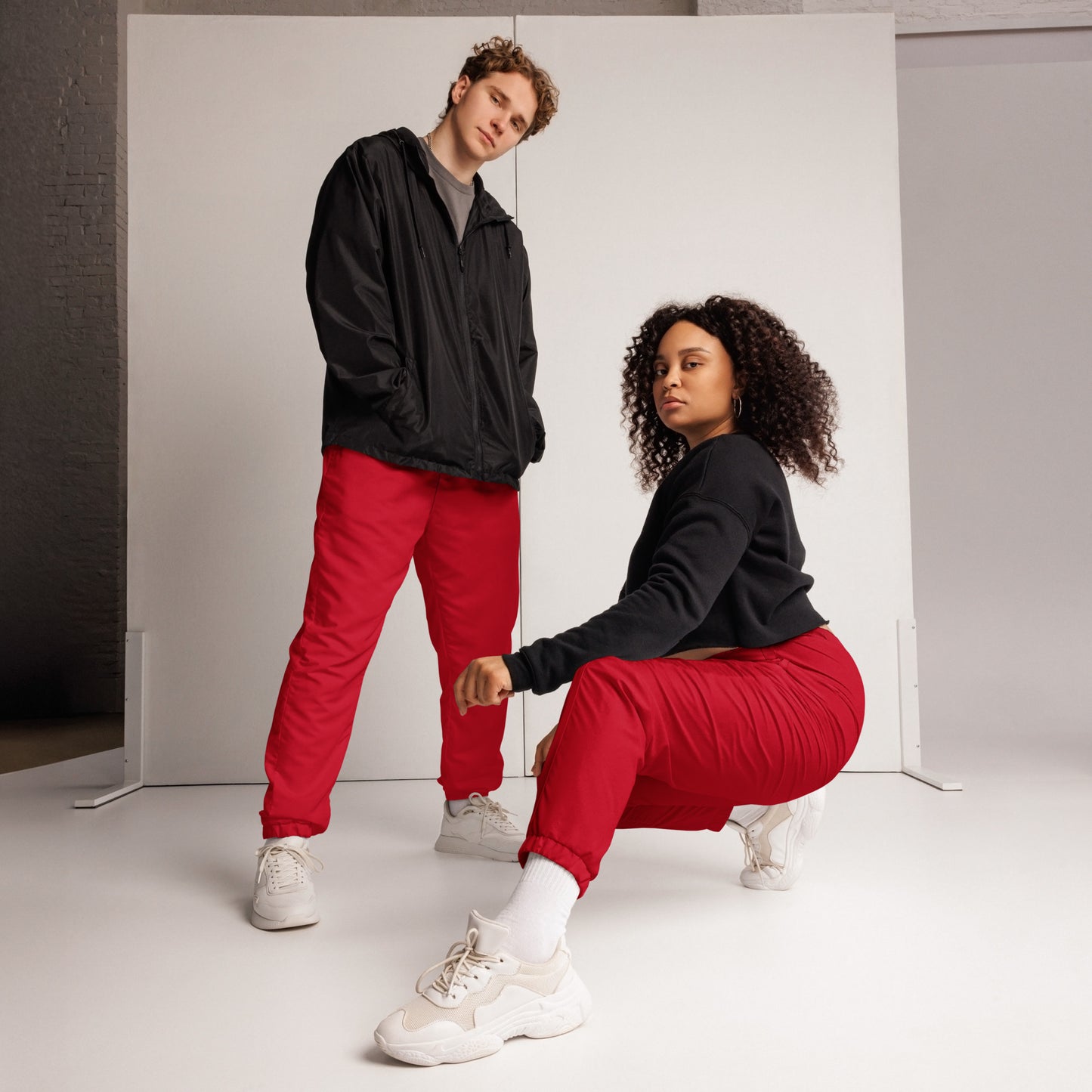 Unisex Track Pants - Solid Red - Aura & Apparel