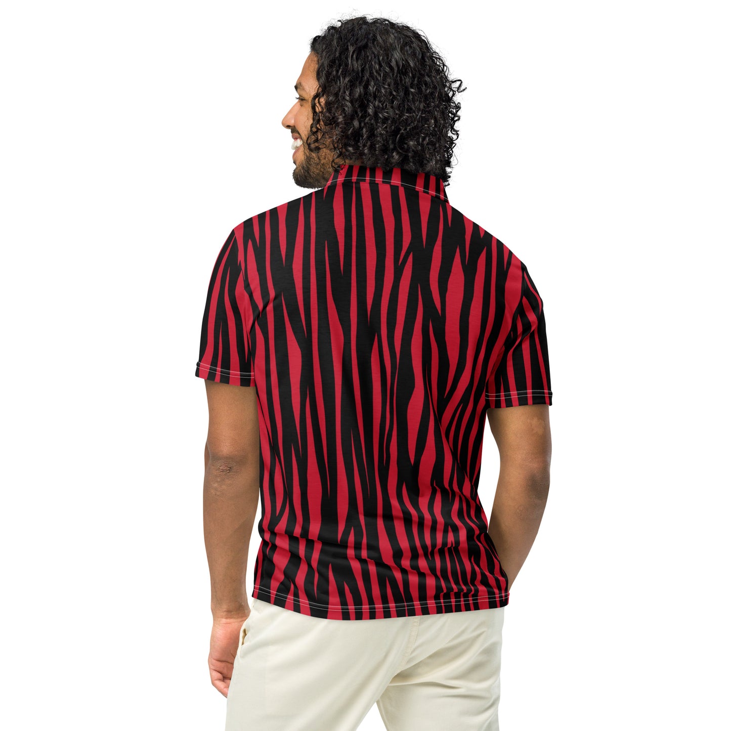 Men's Slim Fit Polo Shirt - Modern Polo Zebra Print - Aura & Apparel