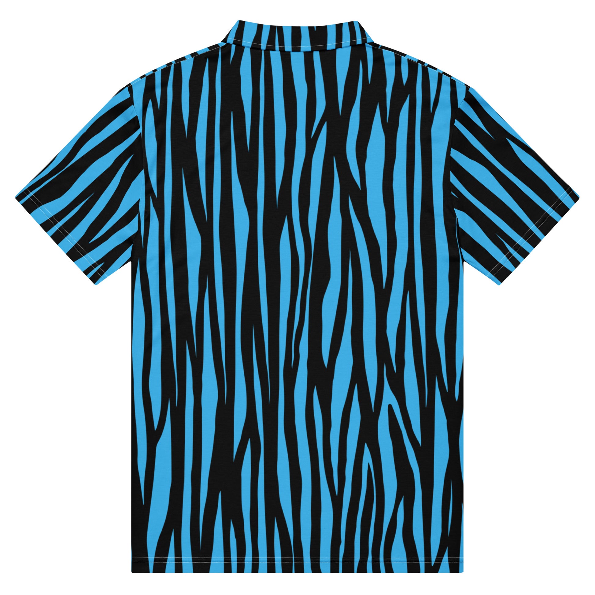 Zebra Themed Shirts - Men’s Slim Fit Polo Zebra Blue - Aura & Apparel