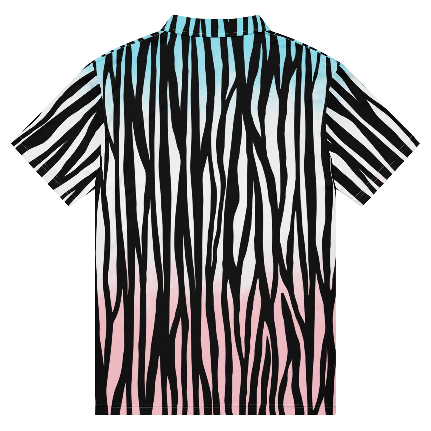 Men's Slim Fit Polo - Zebra Blue White Pink - Aura & Apparel