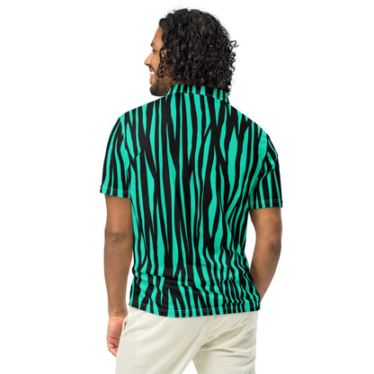 Slim Fit Polo Zebra Aqua - Stylish Men’s Polo Shirt - Aura & Apparel