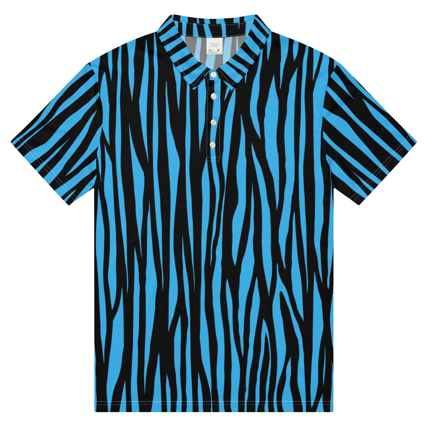 Zebra Themed Shirts - Men’s Slim Fit Polo Zebra Blue - Aura & Apparel