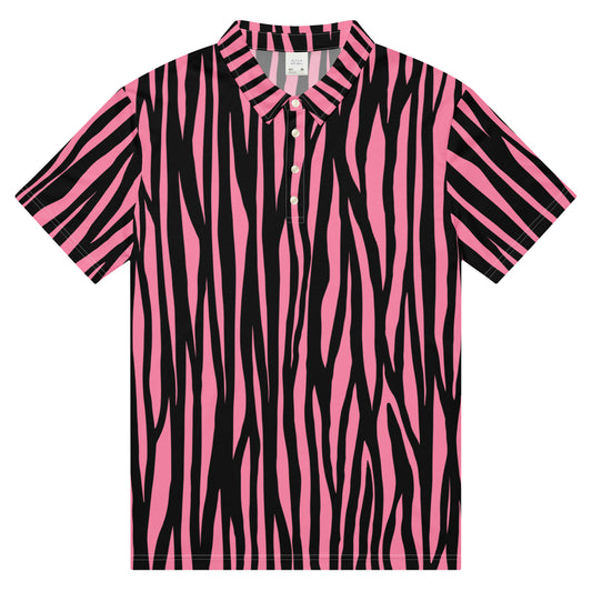 Men's Slim Fit Zebra Polo - Stylish Pink Shirt - Aura & Apparel