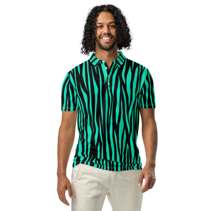 Slim Fit Polo Zebra Aqua - Stylish Men’s Polo Shirt - Aura & Apparel