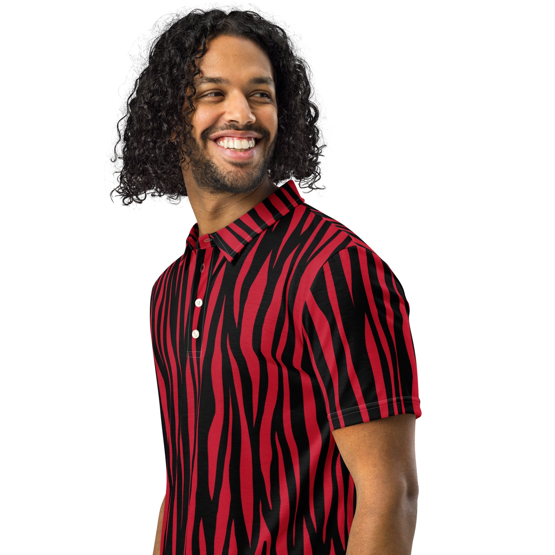 Men's Slim Fit Polo Shirt - Modern Polo Zebra Print - Aura & Apparel