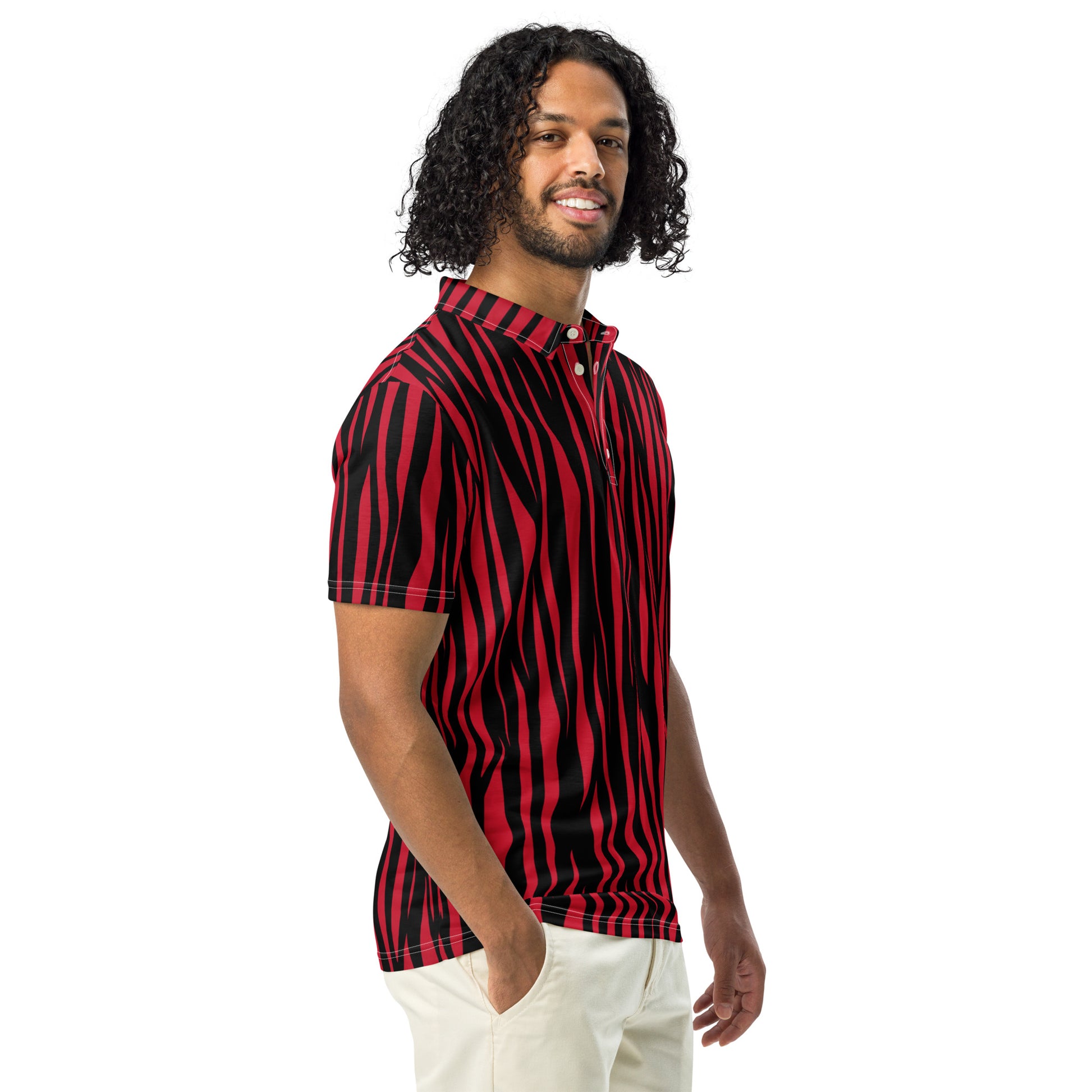 Men's Slim Fit Polo Shirt - Modern Polo Zebra Print - Aura & Apparel