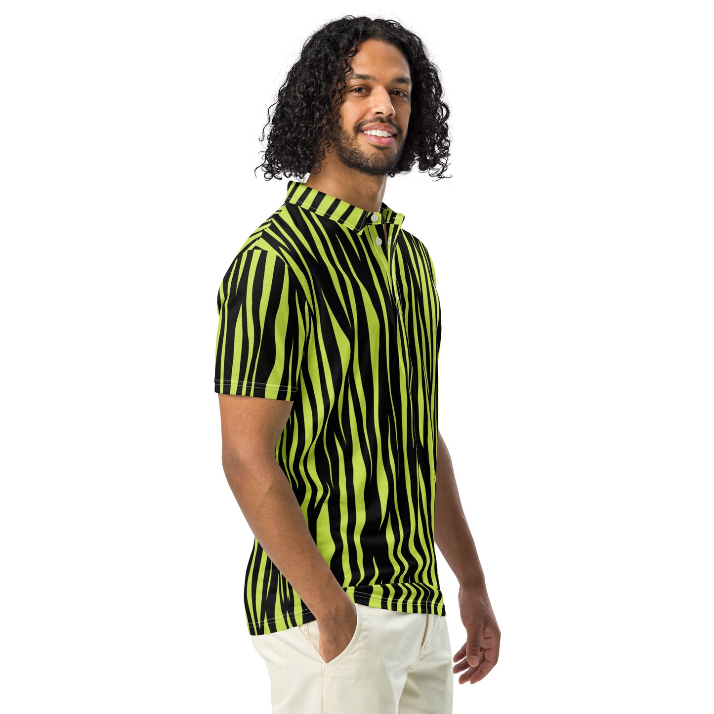 Men's Slim Fit Polo Shirt - Zebra Lime - Aura & Apparel